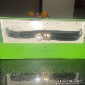 Kate Spade Black Belt with Sparkling Gold Ace Buckle